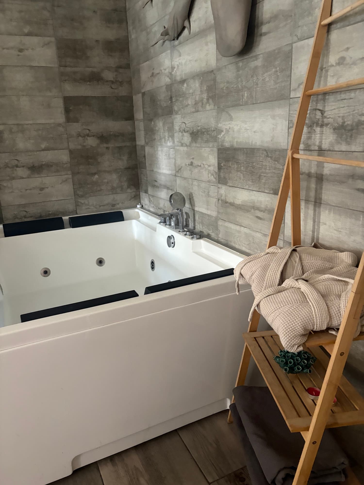 Baignoire balnéo et peignoirs